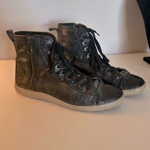 John Varvatos Star Distressed Leather High Top Shoes